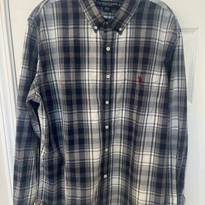 New!!! U.S. Polo Assn. Men's Navy Plaid Shirt Size XL